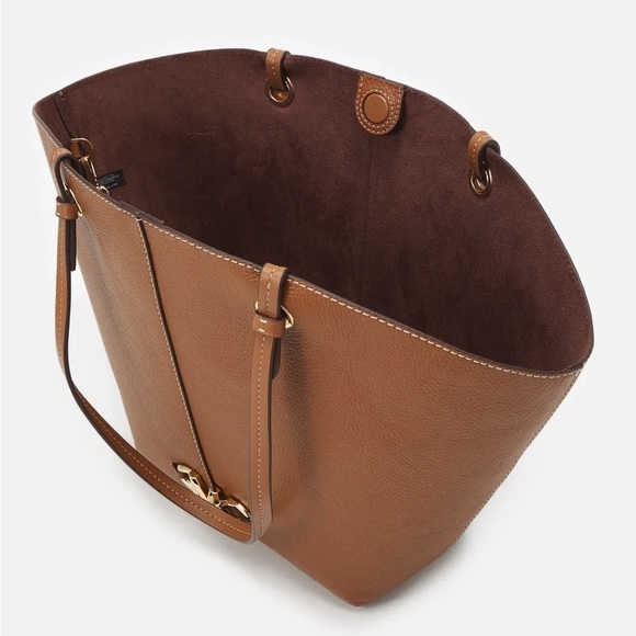 MICHAEL Michael Kors Luggage Brown Leather IZZY FAN TOTE SET Handbag Purse Tote - Picture 5 of 9